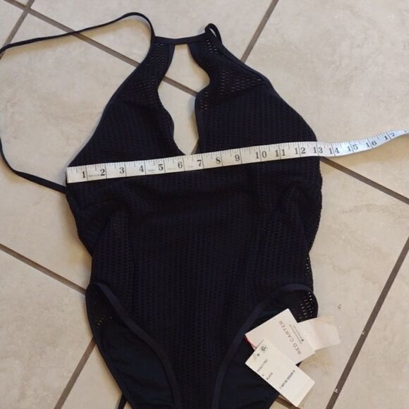 Red Carter Sun Dance Mesh Keyhole Halter High Neck Mio One Piece Swimsuit Small - Picture 7 of 10